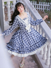 Col Marine Lolita OP Robe Plaid Avec Nœuds Lolita Robes Une Pièce Déguisements Halloween