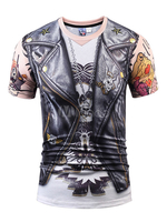 Col rond manches courtes 3D noir T Shirt homme imprimé Top Casual