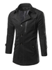 Col Turndown manches longues bouton occasionnel veston Caban homme noir