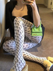 Collants Fenforcé Comfortable Imprimés les Mots Epais Bicolores Femmes Legging Gris Grands Tailles Collants Thermiques