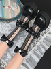 Collants gothiques Lolita blancs avec nœuds et chaînes en polyester à pois Accessoires Lolita