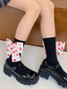 Collants Sweet Lolita Black Bows Accessoire Chaussettes Lolita bicolores en polyester