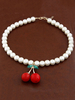 Collier de perles Vintage Rockabilly Cerise strass Collier