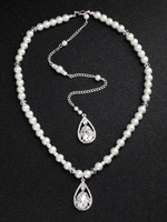 Collier De Toile De Fond De Mariage Perles Perles Ecru Blanc Pendentif Bijoux De Mariée