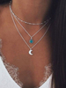 Collier en argent chaîne en couches croissant collier lune pendentif boho bijoux femmes