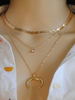 Collier en or avec strass Collier avec pendentif en lune strass