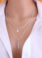 Collier Femme Collier Argenté Métallisé Layered