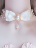 Collier Lolita Blanc Faux Perles Nœuds Doux Accessoires Lolita