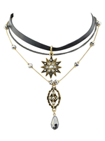 Collier or collier détail métallique Collier pendentif pierres précieuses hiérarchisé
