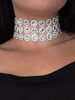 Collier ras-du-cou blanc avec strass