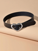 Collier ras du cou noir Faux cuir coeur Hoop Bijoux