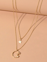 Colliers à chaîne en couches Collier pendentif étoile de lune