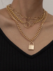 Colliers Blond Métallique Détails Métal Non Pierre Bijoux Femme