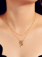 Colliers Blond Rose Motif Métal Femme Bijoux