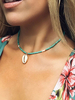 Colliers Coquillage Géométrique Vert Chaînes Non Pierre Bijoux Femme