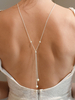Colliers de mariage Argent Argent Rond Brillant Multi-Chaîne Chaîne Imitation Perle 16 Pouces Sous Collier de mariage
