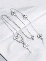 Colliers de mariage strass ovale blanc argent