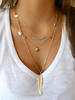 Colliers Métal Blond Multicouche Plume Kallaite Collier Femmes Bijoux