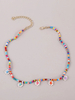 Colliers Rouge Imprimé Floral Résine Synthétique Perlée Non Pierre Bijoux Femmes