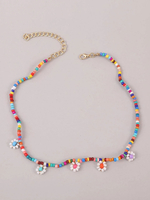 Colliers Rouge Imprimé Floral Résine Synthétique Perlée Non Pierre Bijoux Femmes