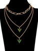 Colliers Triangle Vert Foncé Imprimé Aluminium Tiered Bijoux pour Femmes
