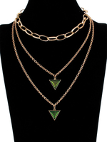 Colliers Triangle Vert Foncé Imprimé Aluminium Tiered Bijoux pour Femmes