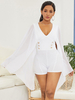 Combi-short plissé femme manches courtes