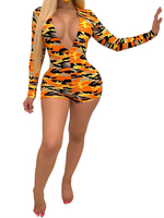 Combi-short sexy à manches longues à col en V et maillot de bain dété skinny