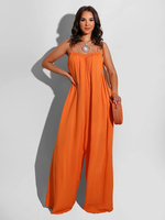 Combinaison Ample À Bretelles Orange Dos Nu Spaghetti Large Tenue D