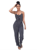 Combinaison bleu marine foncé imprimé floral zèbre bretelles cou sans manches polyester droite tenue une pièce dété