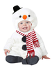 Combinaison bonhomme de neige pour Noël Combinaison en fibre de polyester blanche Écharpe Polyester Costumes de vacances de Noël Ensemble complet