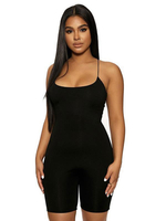 Combinaison Court Femme Moulante Sexy avec Bretelles à Col Décolleté Carré Coupe Cintrée Unicolore Sexy