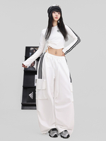 Combinaison de danse de rue pour femme tenue de jazz tendance blanche contrastée avec laçage pantalon hip-hop slim