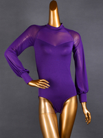 Combinaison de danse de salon latine pour femmes chemisier en gaze à manches longues body dentraînement de danse de salon flamenco