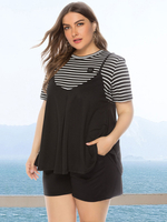 Combinaison de grande taille pour les femmes Black Jewel Neck Salopette décontractée sans manches