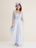 Combinaison de mariage tenue de mère de mariée 2 pièces combinaison en satin boléro en dentelle