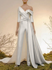 Combinaison de mariée Cou original Tissu de satin détail zip Robes de mariée