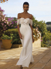 Combinaison de mariée en dentelle longueur au sol sans bretelles sans manches taille naturelle combinaison ivoire