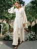 Combinaison de mariée en Polyester avec ceinture col en V manches longues taille naturelle ivoire