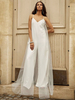 Combinaison de mariée ivoire 2025 Sash Floor-Length A-Line V-Neck Sleeveless Wedding Jumpsuit Personnalisation gratuite