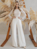 Combinaison de mariée Robes de soirée col rond en dentelle détail zip Robes de mariée