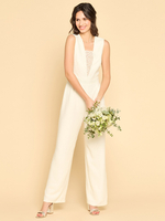 Combinaison de mariée tenue de mariage civil col V sans manche