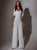 Combinaison de mariée tenue de mariage col en coeur manche courte