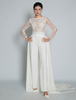 Combinaison de mariée tenue soirée cocktail mariage col bateau manche longue traîne amovible