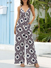 Combinaison Femme Imprimé Bretelles Cami Sans Manches Combinaison Jambe Large