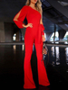 Combinaison Femmes 2021 Jambe Large Manche Longue Une Épaule Asymétrique Combinaison de Soirée