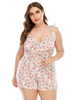 Combinaison grande taille pour femmes bretelles cou sans manches floral imprimé polyester tenue une pièce décontractée