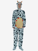 Combinaison Kigurumi pour adultes avec chapeau et motif vache drôle