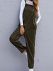 Combinaison Long Femme avec Bretelles à Col Carré Coupe Cintrée avec Poches Unicolore Combinaison Femme