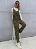 Combinaison Long Femme avec Bretelles à Col V Coupe Cintrée Unicolore Combinaison Femme